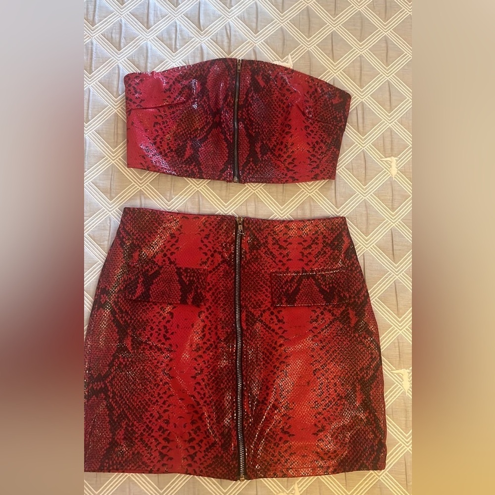 Red Snake Print Two-Piece Set - Picture 2 of 5